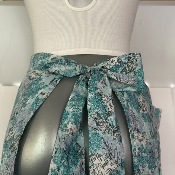 Handmade Women's Waist Half Apron Cotton Light Blue 1 Front Pocket Kitchen Cook - Picture 8 of 12